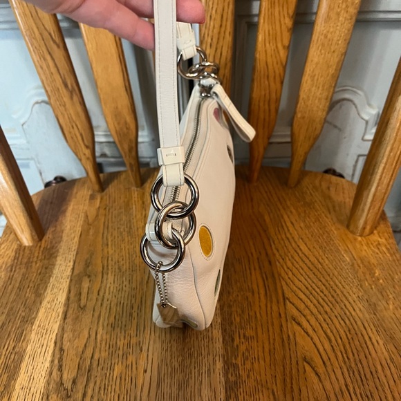 Elegant Coach leather multicolor polka dot Shoulder Bag . White leather. Y2K. - Picture 3 of 6